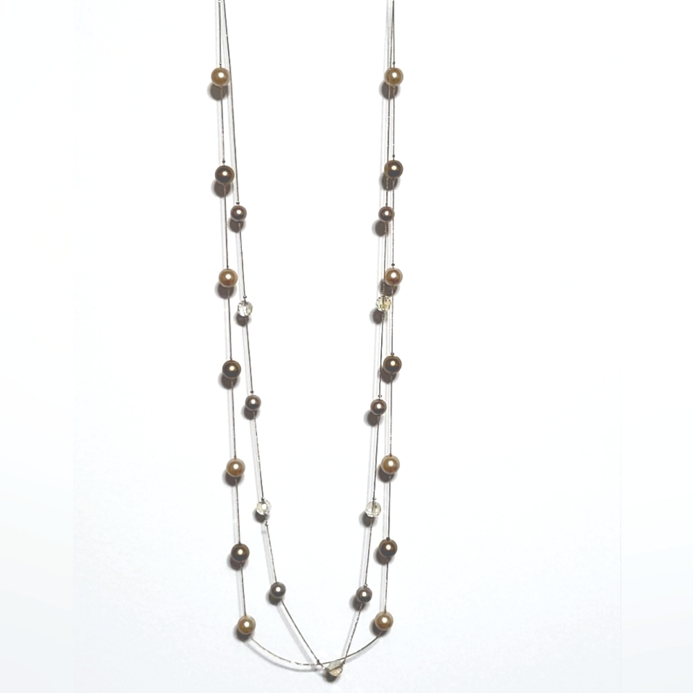Clear Sparkle Beaded Layered Necklace